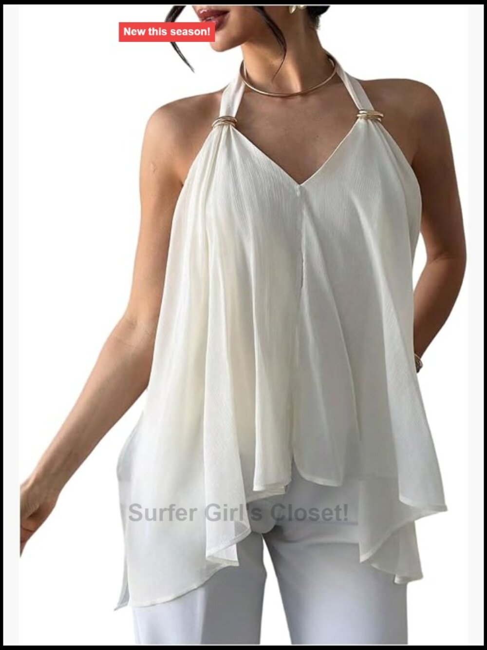 Backless Halter Ruffle Tank Top Vacation Boho Sleeveless Polyester